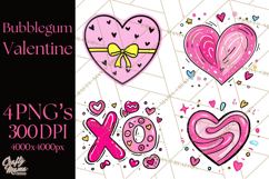 Bubblegum Pop Valentine Clipart PNG Hearts Candy Cupcakes Product Image 1