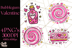 Bubblegum Pop Valentine Clipart PNG Hearts Candy Cupcakes Product Image 1