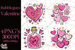 Bubblegum Pop Valentine Clipart PNG Hearts Candy Cupcakes Product Image 1