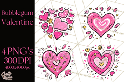 Bubblegum Pop Valentine Clipart PNG Hearts Candy Cupcakes Product Image 1
