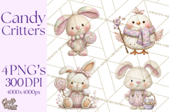 Easter Candy Animals Clipart PNG, Cute Pastel Critters Product Image 1