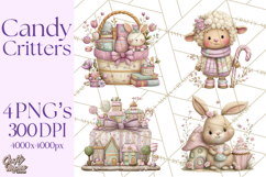 Easter Candy Animals Clipart PNG, Cute Pastel Critters Product Image 1