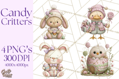 Easter Candy Animals Clipart PNG, Cute Pastel Critters Product Image 1