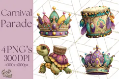 Carnival Animals Parade Clipart, Mardi Gras PNG Product Image 1