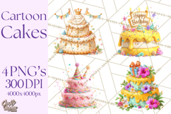 Cartoon Birthday Cake Clipart, Cute Realistic Cake PNG Product Image 1