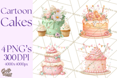 Cartoon Birthday Cake Clipart, Cute Realistic Cake PNG Product Image 1