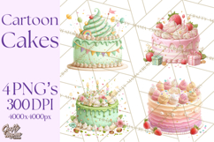 Cartoon Birthday Cake Clipart, Cute Realistic Cake PNG Product Image 1
