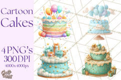 Cartoon Birthday Cake Clipart, Cute Realistic Cake PNG Product Image 1
