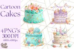 Cartoon Birthday Cake Clipart, Cute Realistic Cake PNG Product Image 1