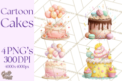 Cartoon Birthday Cake Clipart, Cute Realistic Cake PNG Product Image 1