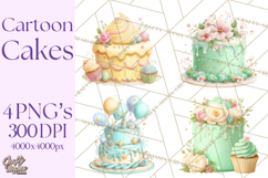 Cartoon Birthday Cake Clipart, Cute Realistic Cake PNG Product Image 1