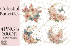 Celestial Butterfly PNG, Dreamy Pastel Clipart, Starry Wings Product Image 1
