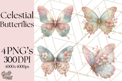 Celestial Butterfly PNG, Dreamy Pastel Clipart, Starry Wings Product Image 1