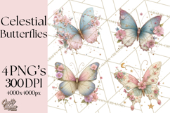 Celestial Butterfly PNG, Dreamy Pastel Clipart, Starry Wings Product Image 1