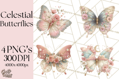 Celestial Butterfly PNG, Dreamy Pastel Clipart, Starry Wings Product Image 1