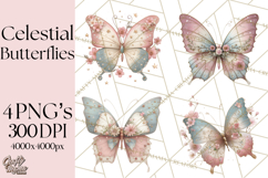 Celestial Butterfly PNG, Dreamy Pastel Clipart, Starry Wings Product Image 1