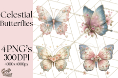 Celestial Butterfly PNG, Dreamy Pastel Clipart, Starry Wings Product Image 1