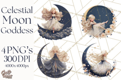 Celestial Moon Goddess Clipart, Fantasy Women, Crescent Moon Product Image 1