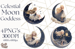 Celestial Moon Goddess Clipart, Fantasy Women, Crescent Moon Product Image 1
