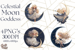 Celestial Moon Goddess Clipart, Fantasy Women, Crescent Moon Product Image 1