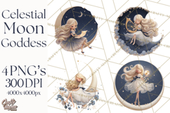 Celestial Moon Goddess Clipart, Fantasy Women, Crescent Moon Product Image 1