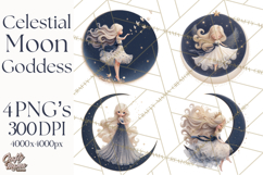Celestial Moon Goddess Clipart, Fantasy Women, Crescent Moon Product Image 1