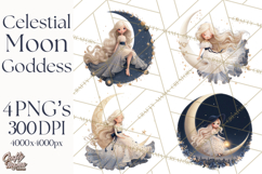 Celestial Moon Goddess Clipart, Fantasy Women, Crescent Moon Product Image 1