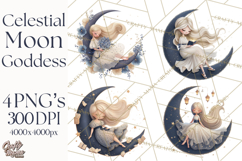 Celestial Moon Goddess Clipart, Fantasy Women, Crescent Moon Product Image 1