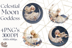 Celestial Moon Goddess Clipart, Fantasy Women, Crescent Moon Product Image 1
