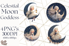 Celestial Moon Goddess Clipart, Fantasy Women, Crescent Moon Product Image 1
