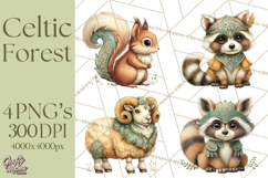 Celtic Enchanted Forest Animals Clipart, Woodland Creatures Product Image 1