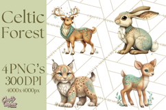 Celtic Enchanted Forest Animals Clipart, Woodland Creatures Product Image 1