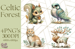 Celtic Enchanted Forest Animals Clipart, Woodland Creatures Product Image 1