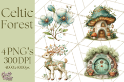 Celtic Enchanted Forest Animals Clipart, Woodland Creatures Product Image 1