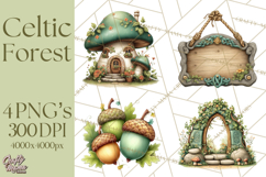 Celtic Enchanted Forest Animals Clipart, Woodland Creatures Product Image 1