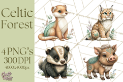 Celtic Enchanted Forest Animals Clipart, Woodland Creatures Product Image 1