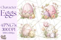 Easter Egg Clipart PNG, Cute Baby Easter Eggs with Faces Product Image 1