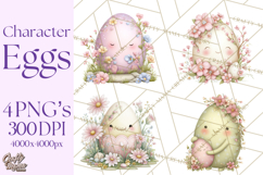 Easter Egg Clipart PNG, Cute Baby Easter Eggs with Faces Product Image 1