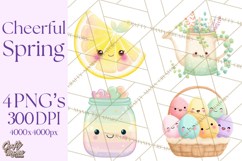 Anthropomorphic Spring Objects Clipart, Cute Kawaii Plants Product Image 1