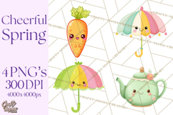 Anthropomorphic Spring Objects Clipart, Cute Kawaii Plants Product Image 1