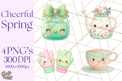 Anthropomorphic Spring Objects Clipart, Cute Kawaii Plants Product Image 1