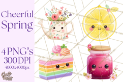 Anthropomorphic Spring Objects Clipart, Cute Kawaii Plants Product Image 1