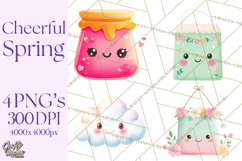 Anthropomorphic Spring Objects Clipart, Cute Kawaii Plants Product Image 1