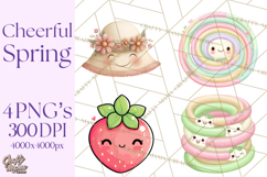 Anthropomorphic Spring Objects Clipart, Cute Kawaii Plants Product Image 1