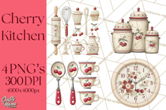 Farmhouse Cherry Kitchen Clipart, Rustic Cherry Kitchen Png Product Image 1