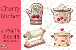Farmhouse Cherry Kitchen Clipart, Rustic Cherry Kitchen Png Product Image 1