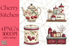 Farmhouse Cherry Kitchen Clipart, Rustic Cherry Kitchen Png Product Image 1