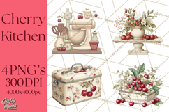 Farmhouse Cherry Kitchen Clipart, Rustic Cherry Kitchen Png Product Image 1