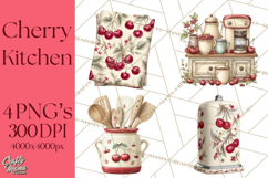 Farmhouse Cherry Kitchen Clipart, Rustic Cherry Kitchen Png Product Image 1