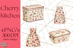 Farmhouse Cherry Kitchen Clipart, Rustic Cherry Kitchen Png Product Image 1